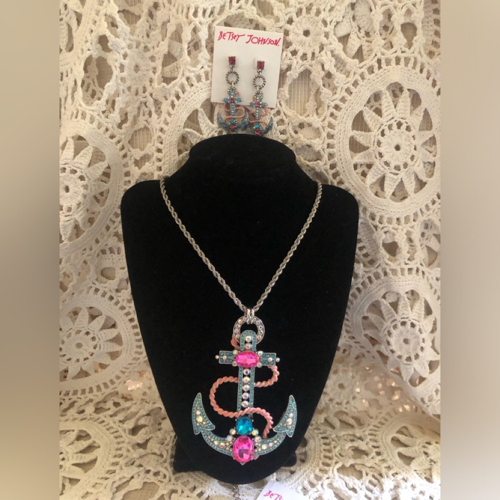 NWT Betsey Johnson Anchors Away Necklace & Earrings
